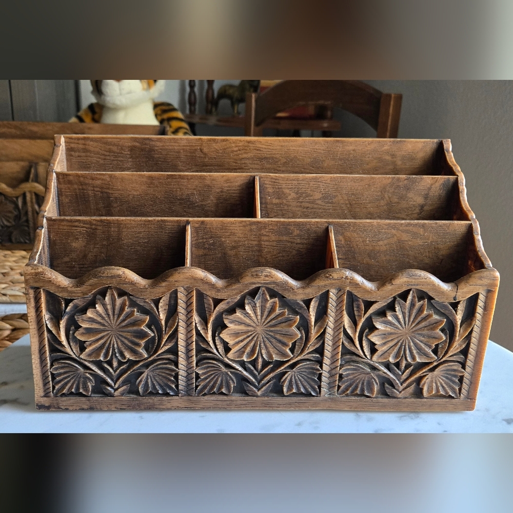 Vintage Lerner Faux Wood Plastic Organizer (Light)